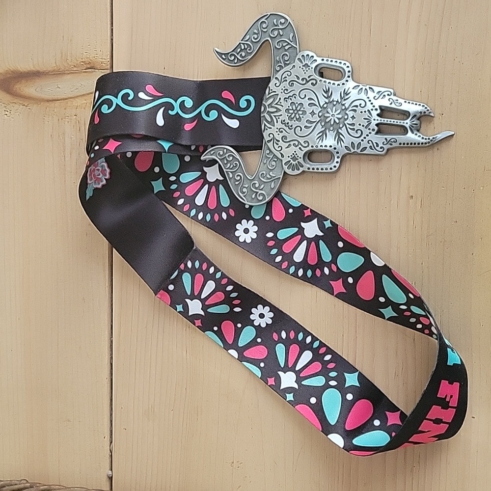 Margarita Half & 5K 2021 Finisher Medal Award - Pewter Cattle Skull